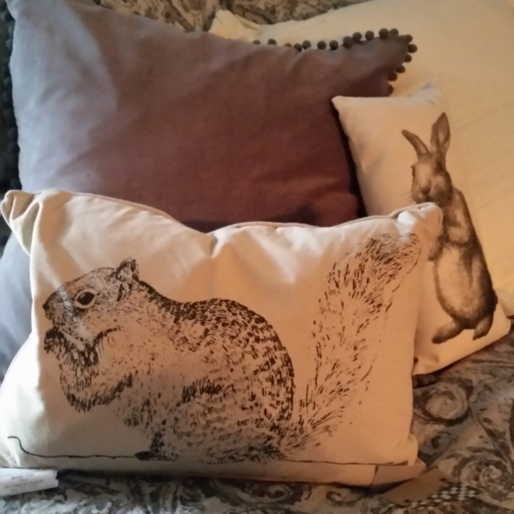 Marlo Lorenz Squirrel Printed Woodland Lumbar Pillow 14" x 20"